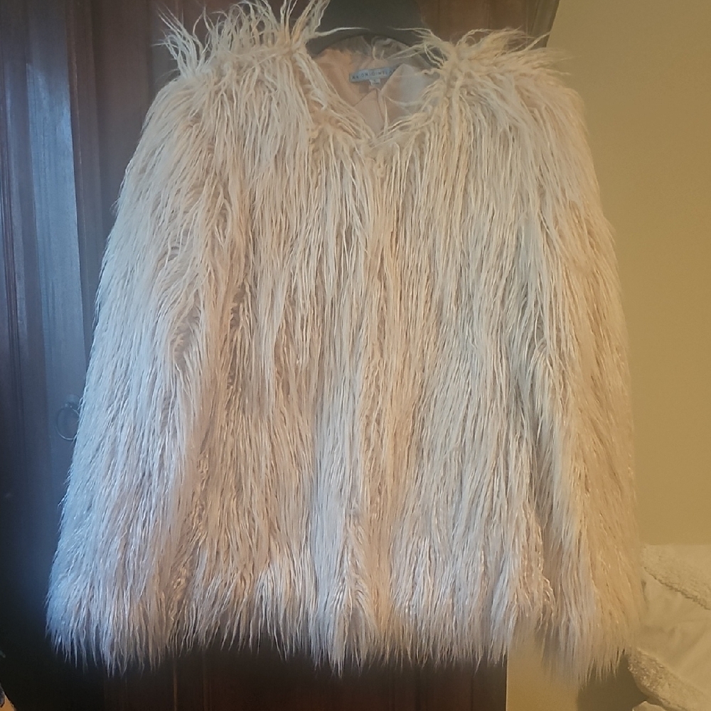 ANTONIO MELANI Pink Mongolian Faux Fur Jacket